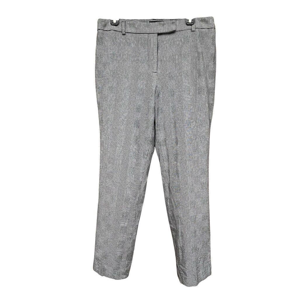 Talbots High-Waist Straight Pant Black White Glen Plaid Women's Size 10